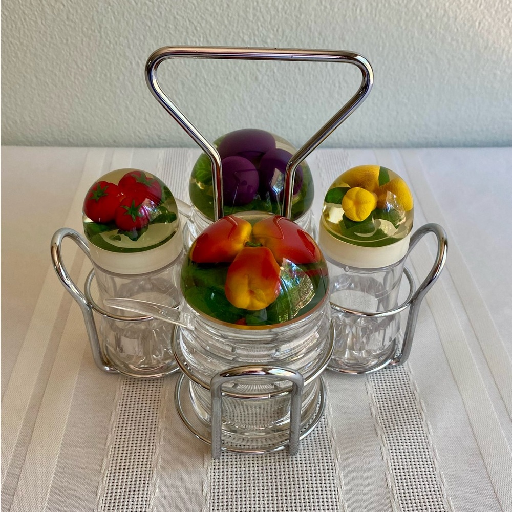 Vintage Acrylic Condiment Set Lucite - Picture 4 of 16